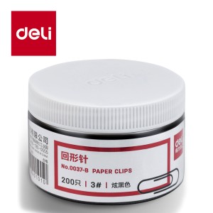 DELI 0037-B PAPER CLIPS 3# (BLACK)