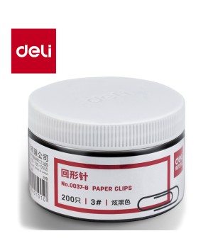 DELI 0037-B PAPER CLIPS 3# (BLACK)