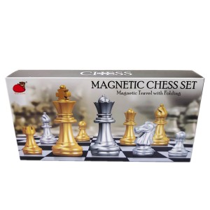 CHESS SET 2212A FOLDING MAG. (GD/SL) 