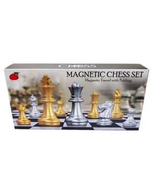 CHESS SET 2212A FOLDING MAG. (GD/SL) 