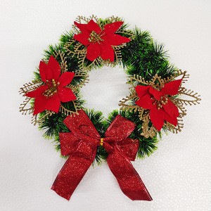 XMAS GARLAND 25CM_FLOWER AND RIBBON