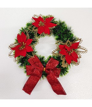 XMAS GARLAND 25CM_FLOWER AND RIBBON