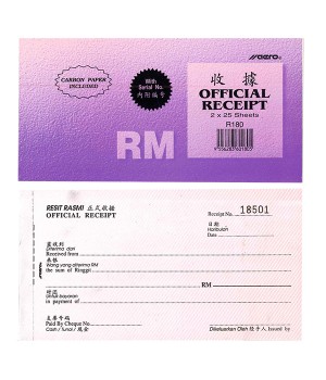 AERO RECEIPT BOOK R180   