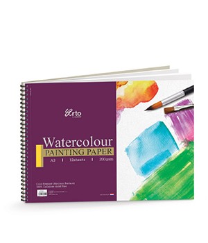 WIRE-O WATER COLOR BOOK, 200GSM 100% CELLULOSE 