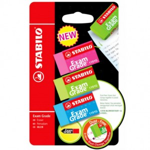 STABILO 1191GBL3 EXAM GRADE COLORFUL ERASER(3's)   