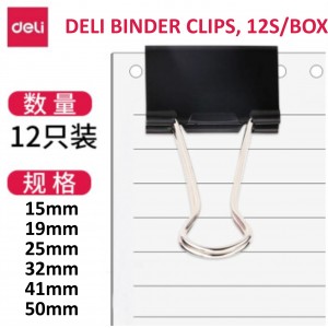 DELI BINDER CLIPS, 12S/BOX