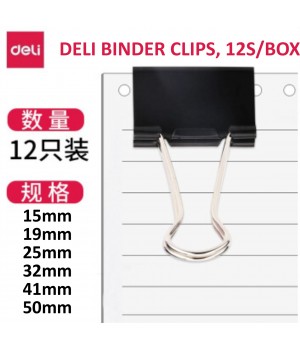 DELI BINDER CLIPS, 12S/BOX