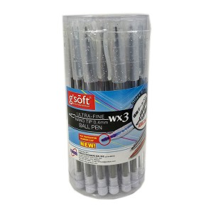 G'SOFT WX3 NANO TIP BALLPEN 0.4mm (DRUM) - BLACK